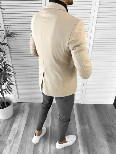 Sacou barbati slim fit bej 10209 O2-2.3