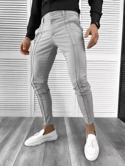 Pantaloni barbati eleganti gri deschis 7144 O3-3