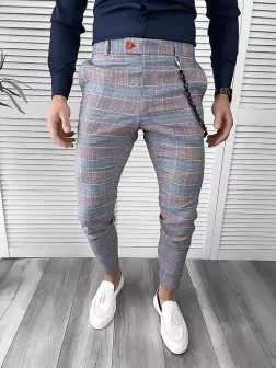Pantaloni barbati eleganti in carouri 10062 E