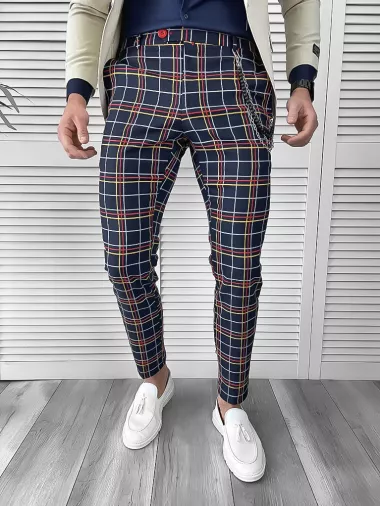 Pantaloni barbati eleganti in carouri 10063 7-5 e ~