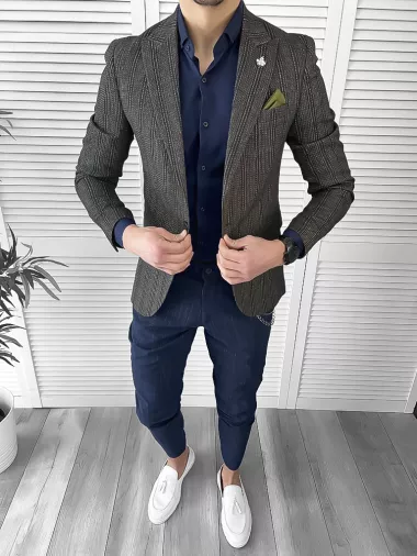 Sacou barbati slim fit maro 10118 37-3