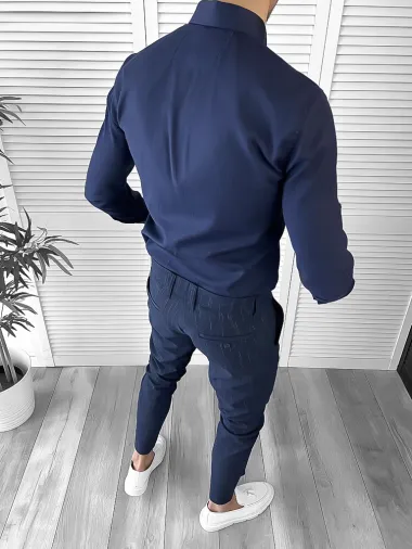 Camasa barbati slim fit bleumarin 10120