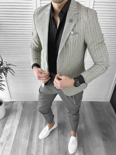 Sacou barbati slim fit in carouri 10123 P18-1.3