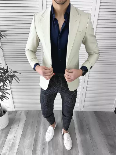 Sacou barbati slim fit bej 10126 128