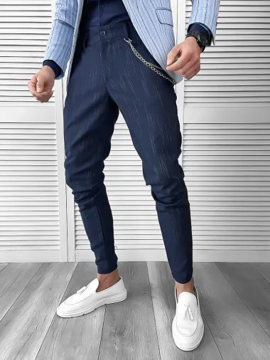 Pantaloni barbati eleganti bleumarin 7220 B11-5