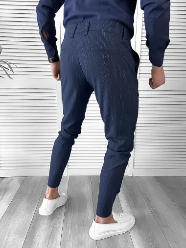 Pantaloni barbati eleganti bleumarin 7220 B11-5