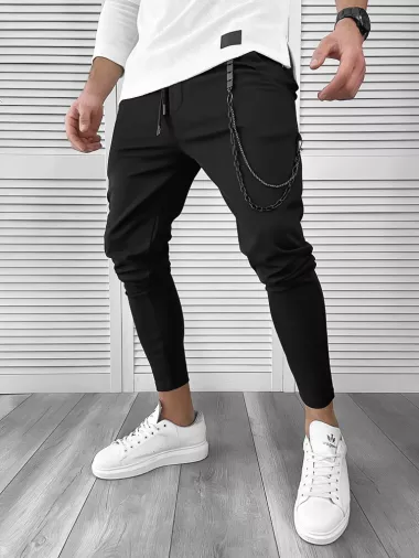 Pantaloni de trening negri conici 10060 O2-4.3