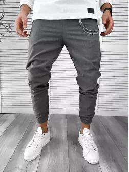 Pantaloni barbati casual gri inchis 7182 G6-1