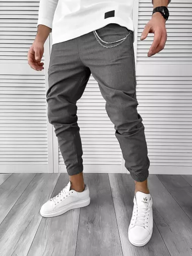 Pantaloni barbati casual gri inchis 7182 G6-1