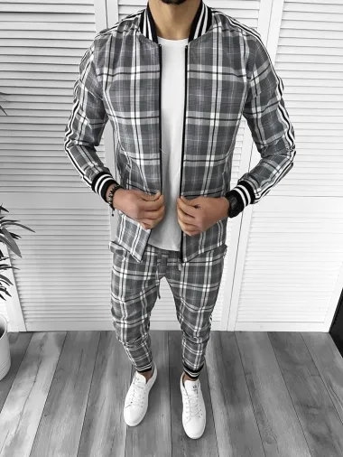 Trening barbati slim fit Pantaloni + Hanorac B9897 23-1.1