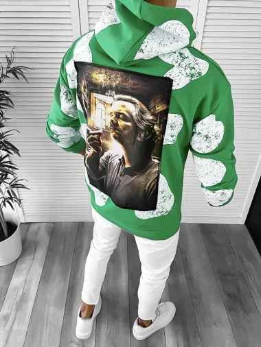 Hanorac barbati slim fit verde K494 13-1