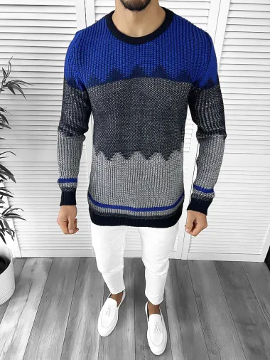 Pulover barbati gros slim fit bleumarin ZR T3626 106-4