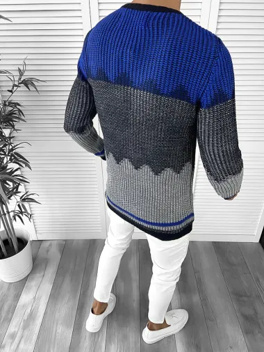 Pulover barbati gros slim fit bleumarin ZR T3626 106-4