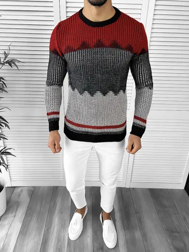 Pulover barbati gros slim fit rosu T3626 i9-5*