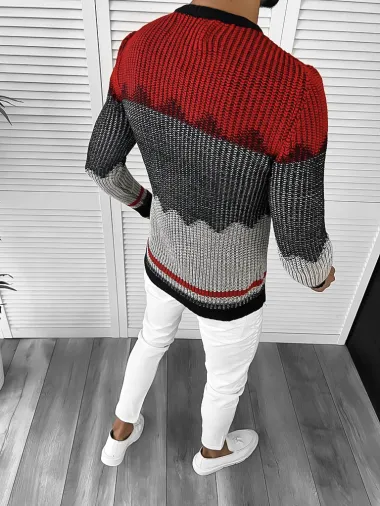 Pulover barbati gros slim fit rosu T3626 i9-5*