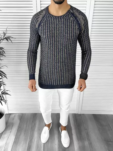 Pulover barbati gros slim fit bleumarin T3711 93-1