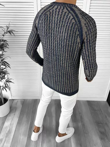 Pulover barbati gros slim fit bleumarin T3711 93-1