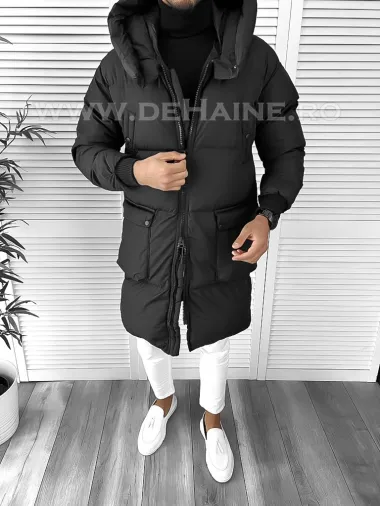 Geaca barbati groasa neagra de iarna 8021
