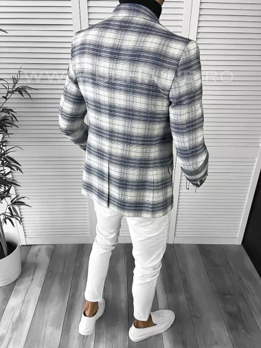 Sacou barbati slim fit in carouri B9745 16-2.3