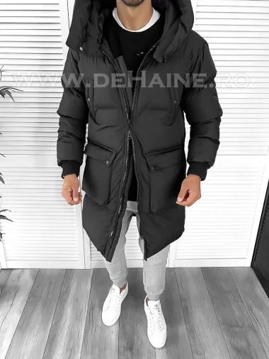 Geaca barbati groasa neagra de iarna CU DEFECT 8021 y