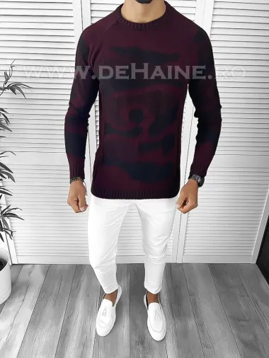 Pulover barbati gros slim fit grena ZR T3633 i13-3.3