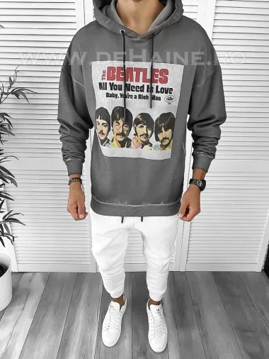 Hanorac barbati slim fit gri deschis K113 O2-3.1