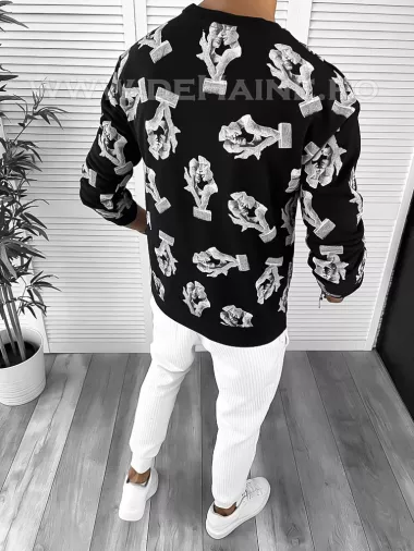 Bluza barbati cu imprimeu neagra K410 D3-1.2