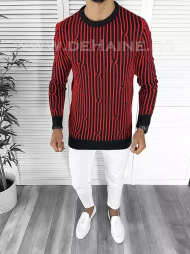 Pulover barbati gros slim fit grena T3575 U4-1 i2-4