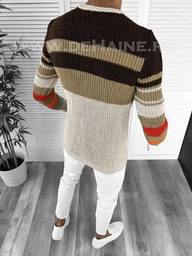 Pulover barbati gros slim fit bej T3576 O3-1.1