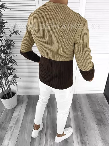 Pulover barbati gros slim fit maro T3577 i4-3 