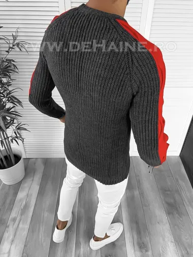 Pulover barbati gros slim fit gri inchis T3586 i13-3.1
