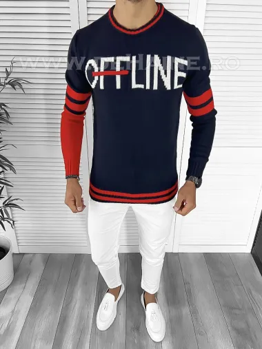 Pulover barbati gros slim fit bleumarin ZR T3609 i5-7