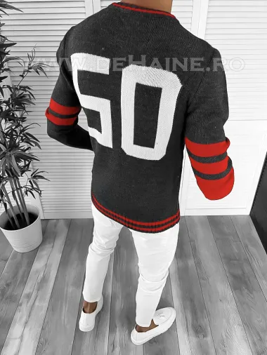 Pulover barbati gros slim fit gri ZR T3609 I4-5