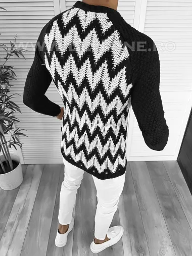 Pulover barbati gros slim fit negru T3613 W10-3