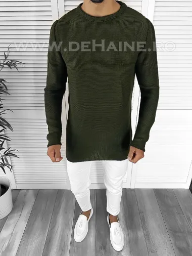 Pulover barbati gros slim fit kaki ZR T3652 i6-8