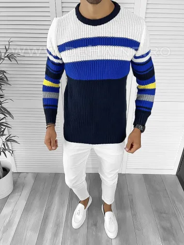 Pulover barbati gros slim fit bleumarin T3576 U2-2.2