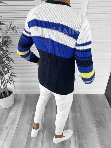 Pulover barbati gros slim fit bleumarin T3576 U2-2.2