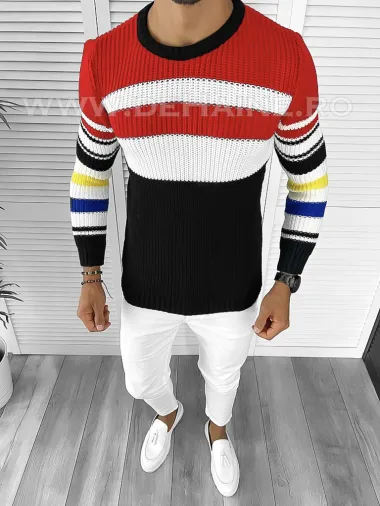 Pulover barbati gros slim fit negru T3576 107-3 U2-2