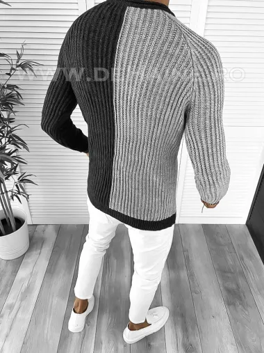 Pulover barbati gros slim fit gri T3578 107-3 U2-3