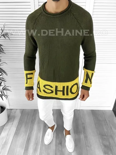 Pulover barbati gros slim fit kaki ZR T3580 102-5