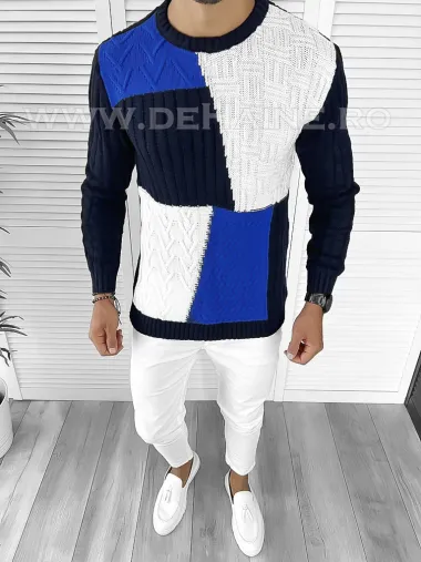 Pulover barbati gros slim fit bleumarin T3611 i15-2.1