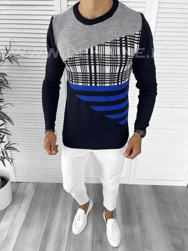 Pulover barbati gros slim fit bleumarin T3625 102-2/U2-2 Pulover barbati gros slim fit bleumarin T3625 102-2/U2-2