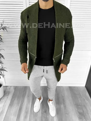 Cardigan barbati kaki slim fit ZR T3639 P18-3.3