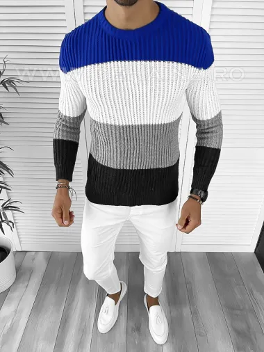 Pulover barbati gros gri slim fit T3574 82-4.1
