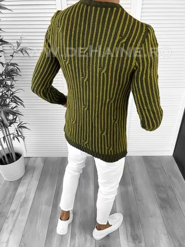 Pulover barbati gros slim fit kaki T3575 105