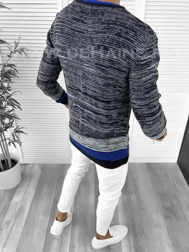 Pulover barbati gros slim fit bleumarin T3616 96-1 
