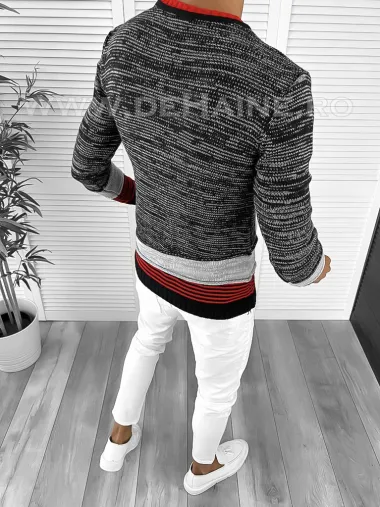 Pulover barbati gros slim fit negru T3616 U4-3