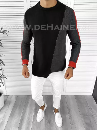 Pulover barbati gros slim fit negru T3619 95-5