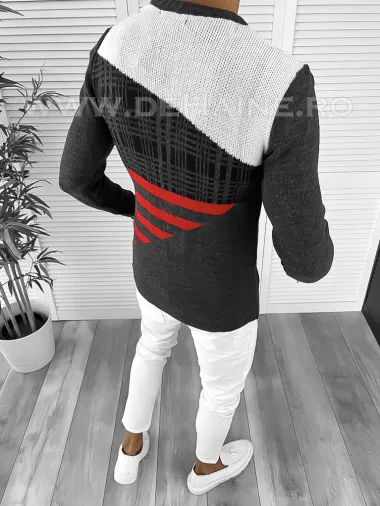 Pulover barbati gros slim fit gri inchis T3625 96-2.1