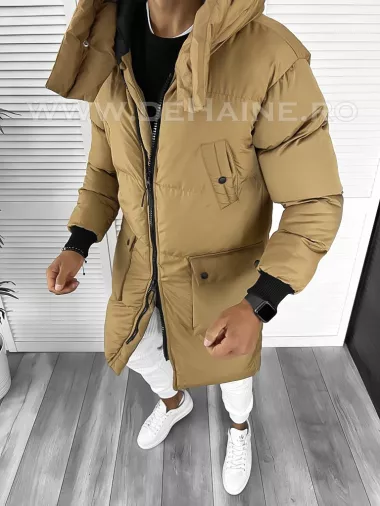 Geaca barbati groasa maro de iarna 8021 